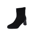 thumbnail image 2 of Heisall Womens Boots Versatile Plus Size Round Toe Comfortable Chunky Heel Slip-On Cotton Shoes Autumn Winter Style Thick Sole Back Zipper Suede Ankle Boots Mid Heel Casual Fashion, 2 of 8