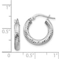 thumbnail image 2 of 10k White Gold Diamond Cut Round Hoop Earrings, 2 of 2