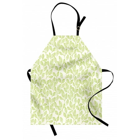 

Leaf Apron Watercolors Green Tea Leaves and Branches Lines and Patterns Contemporary Artwork Unisex Kitchen Bib Apron with Adjustable Neck for Cooking Baking Gardening Green Ecru by Ambesonne