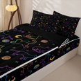thumbnail image 3 of Homewish Neon Cat Animals Zipper Full Size Comforter Sets with Fitted Sheet and 2 Pillowcases,Moon Stars Zipper Bedding Set,Black Yellow,Black Reversible,4pcs, 3 of 8