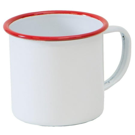 Red Enamelware - Enamelware - Set of 4 - Dinner Plates - Solid White with Red Rim Solid White with Red Trim
