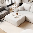 thumbnail image 2 of Sailvan Ottoman, Foot Stool Sofa Ottoman for Living Room & Bedroom, No Assembly Required, Plush Corduroy Fabric, Beige, 2 of 7