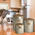 thumbnail image 3 of "TREATS" Hammered Stainless Steel 3 Pc set Pet Canister with copper lid, Dog Food Treat Canister with Lid, Carbon Steel Canister, Storage Container Jar with Tight Fitting Lids for Dog Biscuit Cookies, 3 of 4