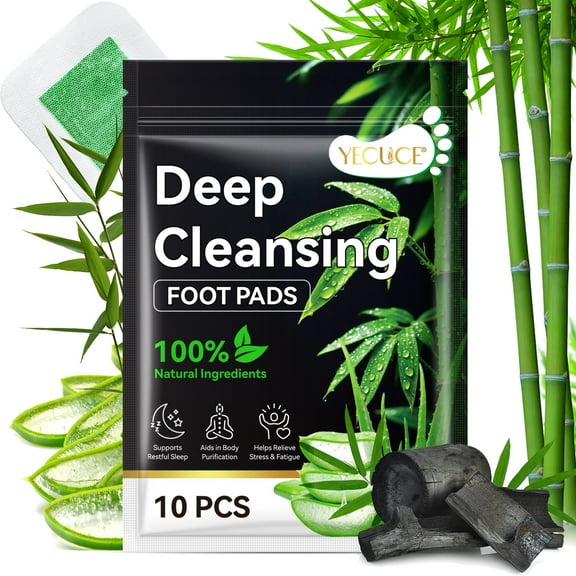 Yecuce 10Pcs Deep Cleansing Foot Pads for Sleep & Detox, Natural Bamboo Vinegar Ginger Foot Pads