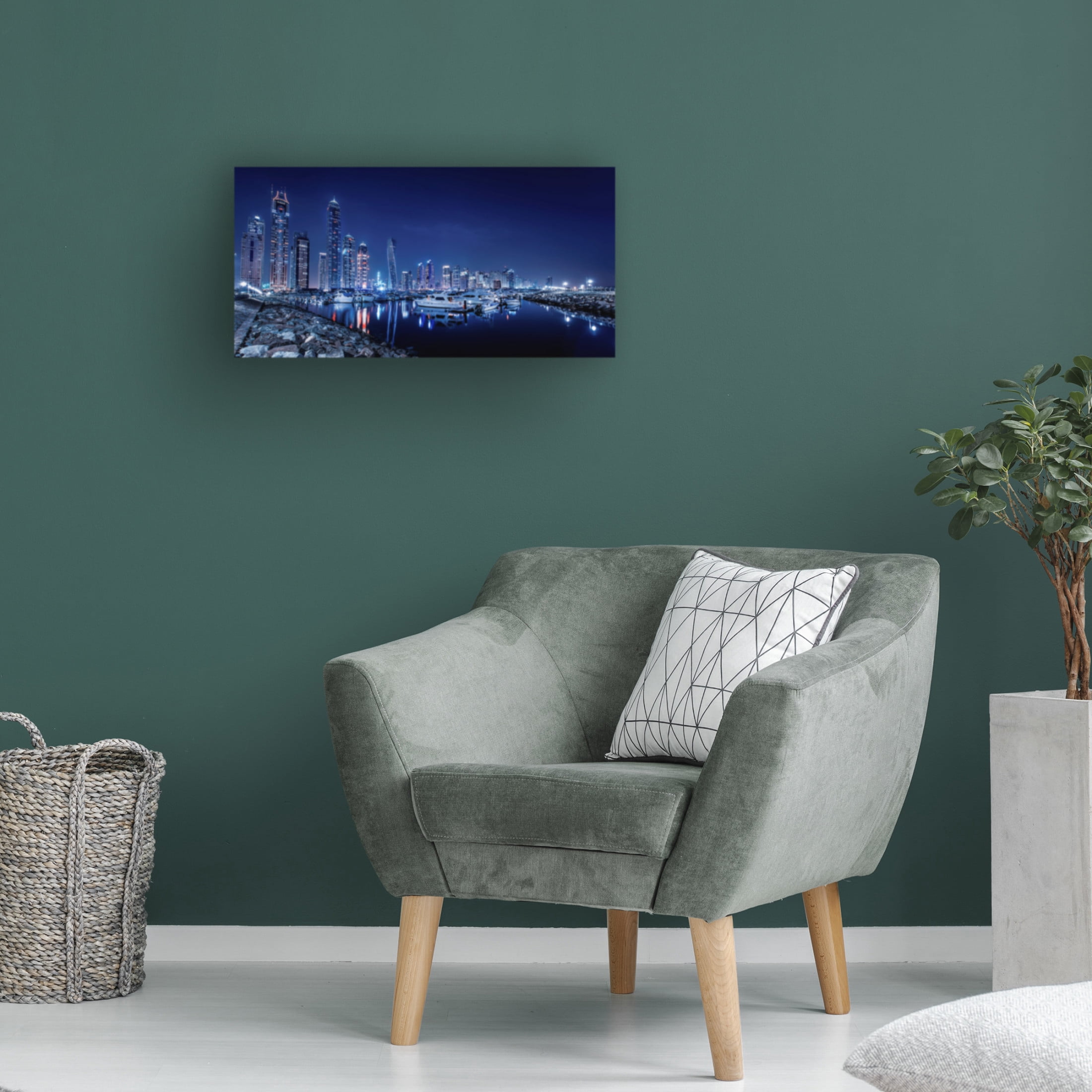 Canvas Wall Art - Mohamed Raof 'Blue Night' Wall Art for Living Room, Bedroom, or Office D?cor by Trademark Fine Art - 24 x 12 Inches