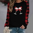 thumbnail image 2 of VALMASS Merry Christmas Women Plus Size Sweatshirts Plaid Long Sleeve Print Tops Crewneck Pullover Shirts Fall Fashion 2024 (L, M Black), 2 of 3