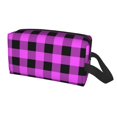 thumbnail image 2 of Goofa Purple Black Buffalo Plaid Printed Toiletry Bag with Handle,Large Capacity Travel Makeup Cosmetic Bag for Women, Carry on Airport Airline Compliant Bag, 2 of 9