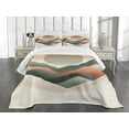 thumbnail image 4 of Ambesonne Neutral Quilted Bedspread Set 3 Pcs, Mountains and Sunset Print, King Size, Beige Burnt Orange Green, 4 of 4