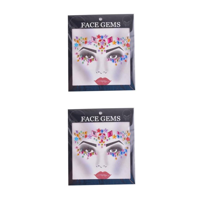 Vogacara Ojo cara gemas joyas Bling pegatinas de diamantes de imitación ceja temporal elegante arte disfraz fiesta Festival maquillaje colorido Vistoso 2Conjunto