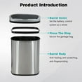 thumbnail image 3 of BestOffice 13 Gallon Stainless Steel Touchless Garbage Trash Can with Motion Sensor for Indoor Use(Silver), 3 of 7