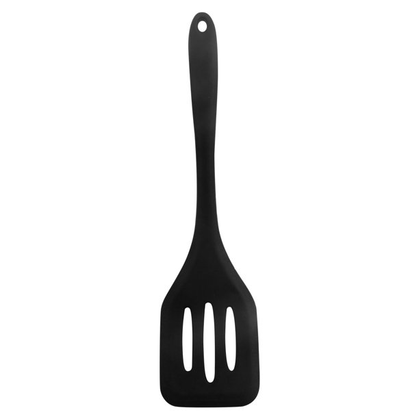 Espátula giratoria ranurada de silicona resistente al calor, espátula antiadherente de cocina antiarañazos para raspar, hornear y mezclar Negro