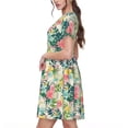 thumbnail image 2 of Easygdp Tropical Flowers para Vestido Transpirable de Mujer, Vestido Suelto de Manga Corta con Pliegues y Bolsillos para el Verano, 2 of 6