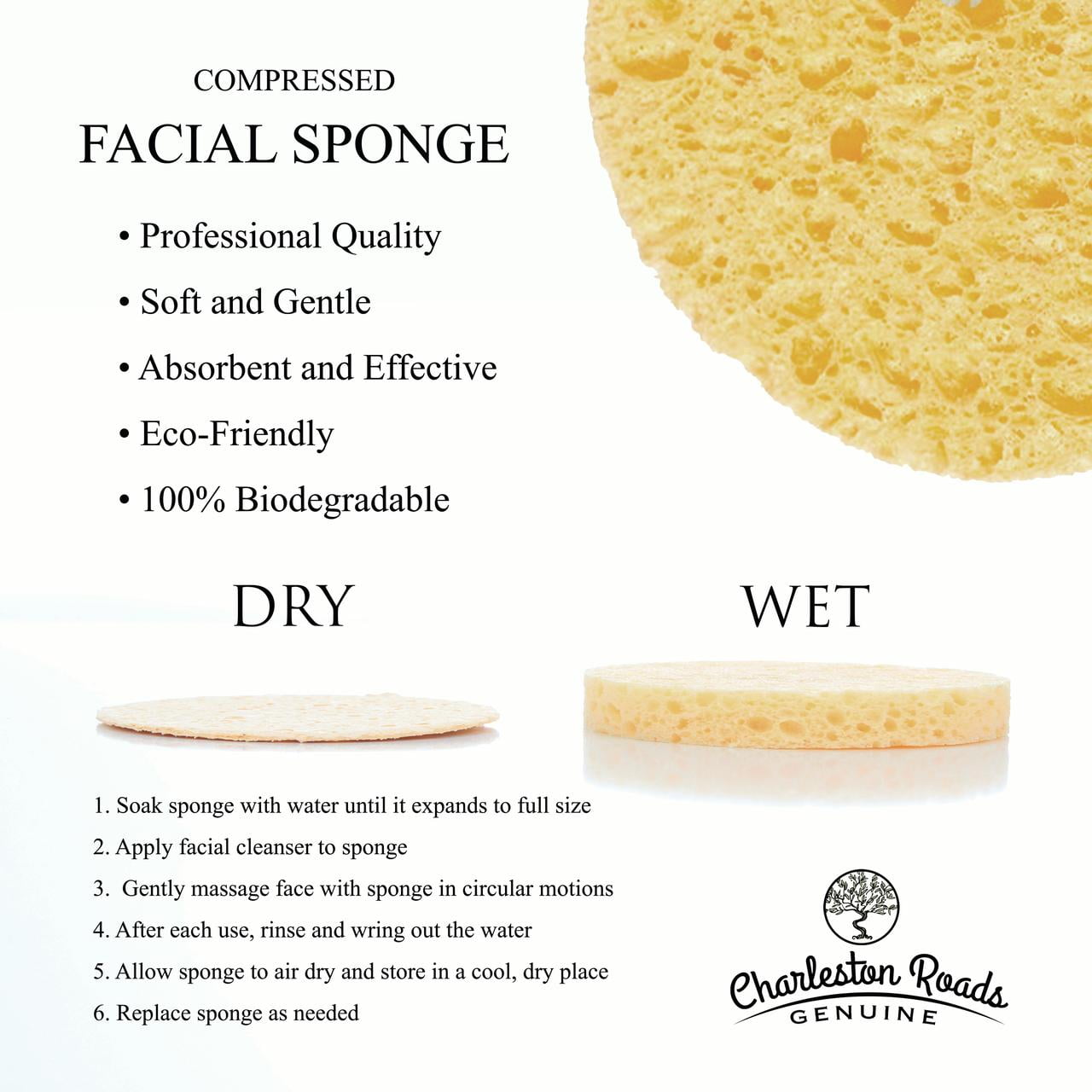 Compressed Cellulose Natural Sponges - 75 pk.