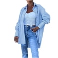 thumbnail image 1 of Yuyuzo Shirts for Women Striped Long Sleeve Turndown Collar Open Front Button Coats Fall Outwear, 1 of 6