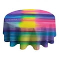 thumbnail image 4 of Colorful Striped Tie Dye Pattern Round Tablecloth 60"x60",Wrinkle Wipeable Table Cloth for Kitchen Dining Room Picnic Patio Party, 4 of 6