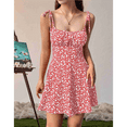 thumbnail image 7 of Women'S Boho Floral Dress Romper Spaghetti Strap Smocked Dress Pink L, 7 of 7