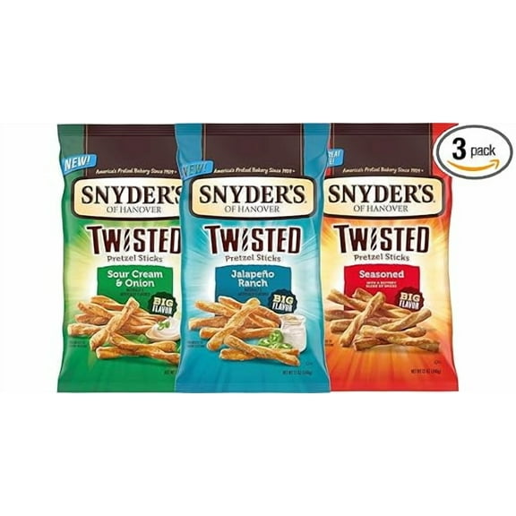 Snyder's of Hanover Twisted Pretzel Sticks Variety 3-Pack,12 Oz. Bags