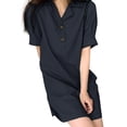 thumbnail image 5 of ZANZEA Womens Dresses Short Sleeves Solid Color Lapel Neck Casual Pullover Dress, 5 of 7
