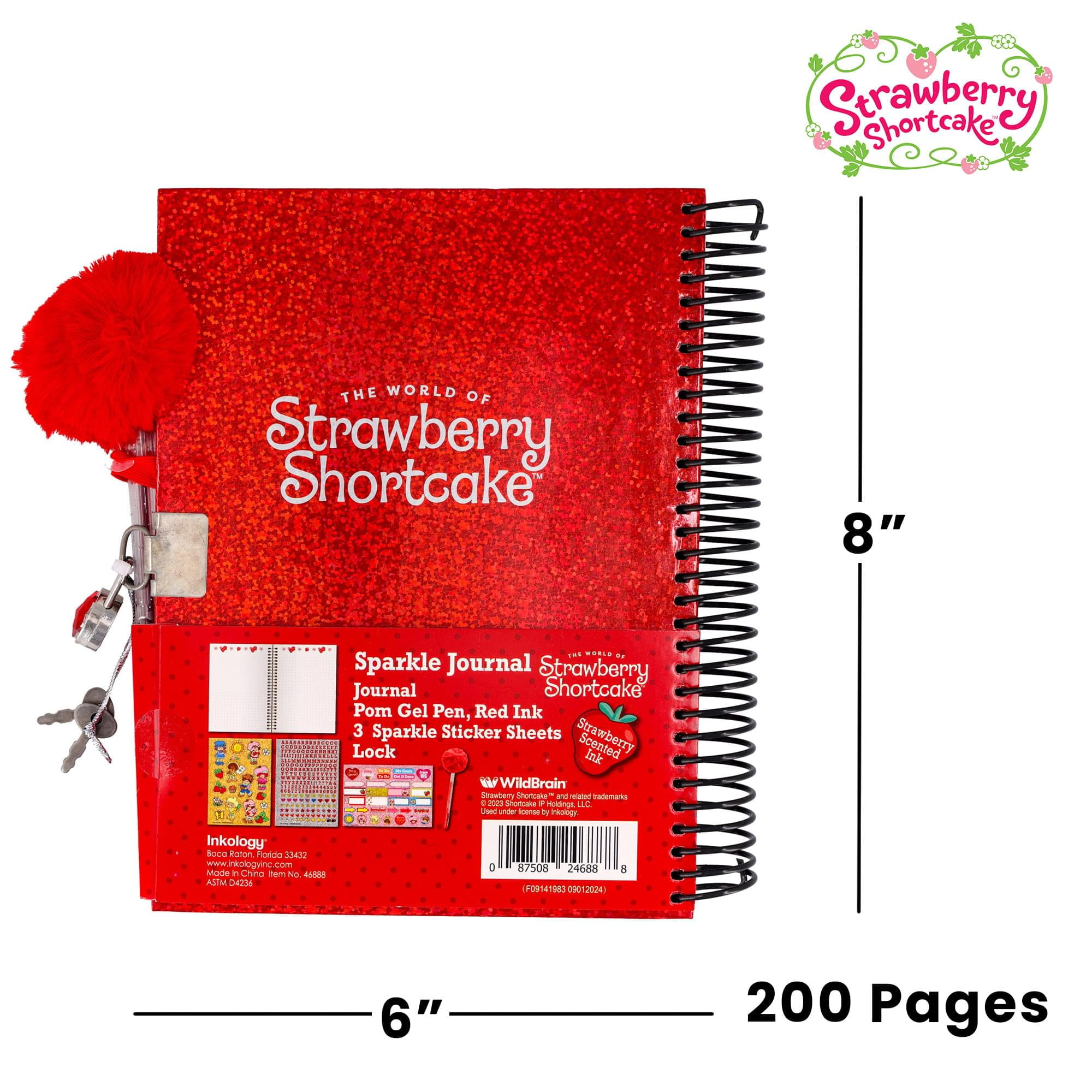 Strawberry Shortcake Spiral Notebook With Lock, Pen and