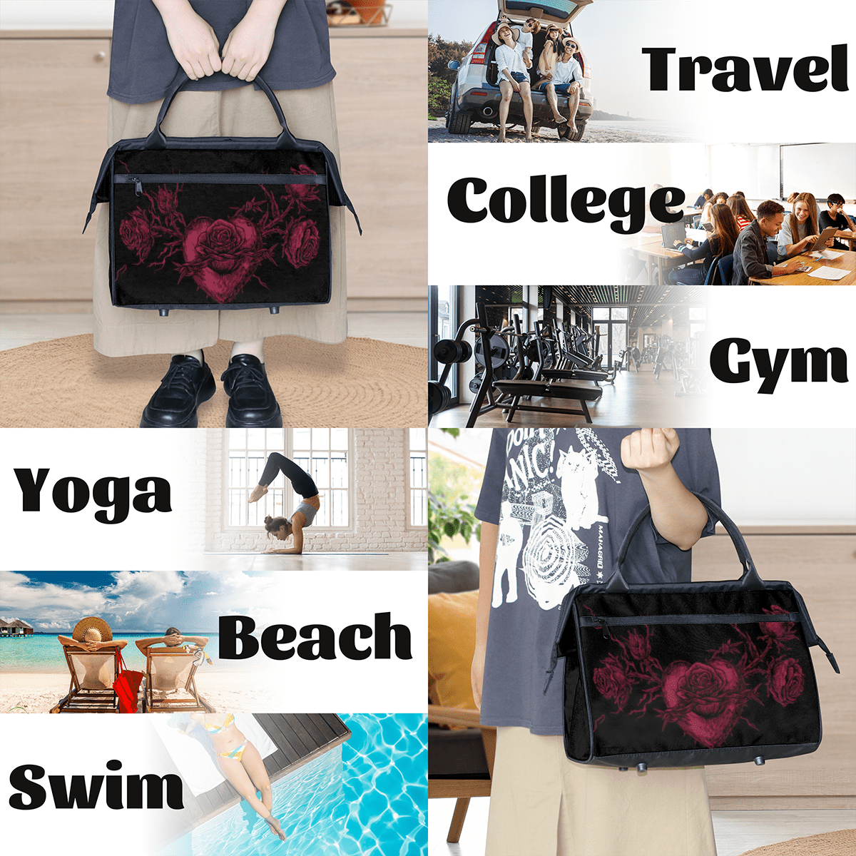 Travel Duffle Bag, Travel Sports Bag Waterproof Tear-Resistant Weekender Carry On Tote for Gym, Overnight Trip & Outdoor Activities