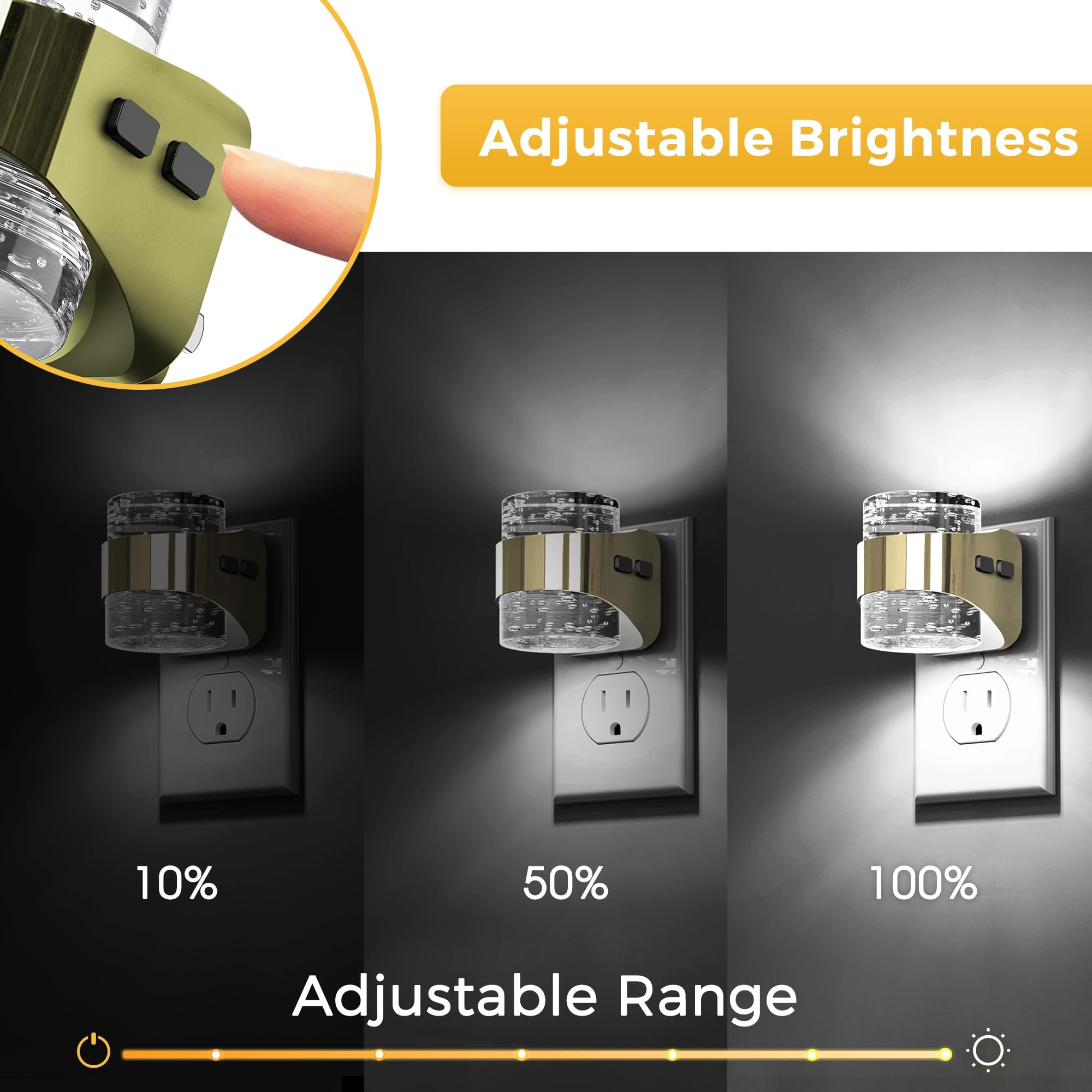 2 Pack 3cct Night Lights Plug Into Wall  3000k/4000k/5000k Adjustable Color Temperature Light Bubble Nightlight With Dusk To Dawn Sensor For Rooms Bathroom Hallway