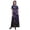Navy Blue, variant on Bimba Rayon Leaves & Magnolia Floral Printed Womens Long MaxiDressGown With Side Slit-Medium