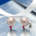 thumbnail image 4 of Gem Stone King 925 Sterling Silver Red Ruby Purple Lavender Cultured Freshwater Pearls Earrings for Women (0.09 Cttw, Gemstone July Birthstone, Round 2MM), 4 of 4
