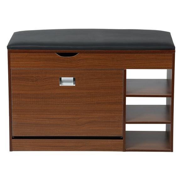 Yedigre Storage Bench with Drawers & Padded Seat Cushion, 3 Tiers Hallway Bench, Shoe Cabinet Shoe Bench for Home