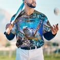thumbnail image 4 of Fotbe Sea Turtle Swims Baseball Jersey Shirt for Men and Women, Casual Short Sleeves Button Down T-Shirt-Small, 4 of 9