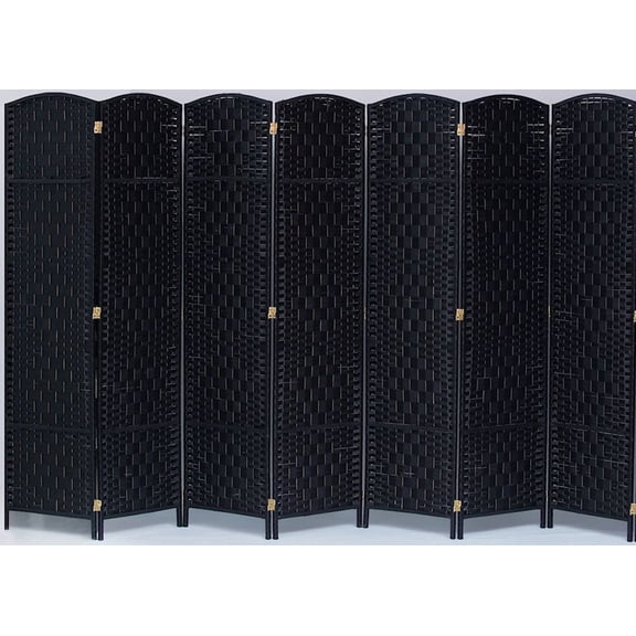 Legacy Decor 7 Panel Diamond Weave Fiber Room Divider, Black Color 71" High X 123" Wide