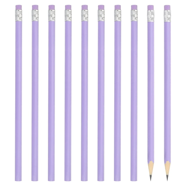 Lápices redondos Uxcell, paquete de 48 lápices de grafito HB con borrador, lápices de madera, lápiz lindo para el aula, morado