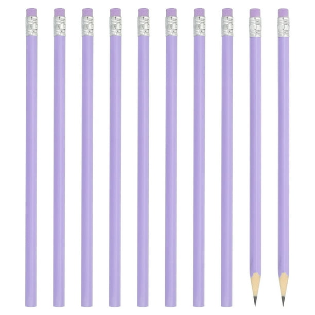 Lápices redondos Uxcell, paquete de 48 lápices de grafito HB con borrador, lápices de madera, lápiz lindo para el aula, morado