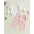 thumbnail image 5 of Kid Toddler Girls Pants Clothing Set, 6 12 18 24 Months 2T 3T 4T Long Sleeve Heart Print Sweatshirt with Elastic Waist Pants Outfits, 5 of 9