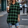 thumbnail image 6 of Edvintorg Womens Jackets Plaid Long Sleeve Button Down Casual Coat Lightweight Turndown Collar Loose Long Outerwear Womens Fashion Green S, 6 of 7