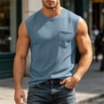 thumbnail image 2 of USNSM Tank Tops Men Waffle Sleeveless Shirt Casual Summer Relaxed Fit Active Tank Top with Pocket Muscle Athletic Beach Shirts Blue XL, 2 of 9