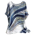 thumbnail image 2 of Blue Womens Tops Women's Casual Loose Leaf Butterfly Print Round Neck Top Shirts for Women, 2 of 4