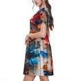 thumbnail image 2 of Balery 3D Butterfly Vestidos sueltos de manga corta para mujer, vestidos de verano 2025, vestidos casuales de corte A con vuelo., 2 of 6