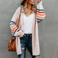thumbnail image 5 of Cardigan For Women Over Warm Rainbow Stripe Print Long Sleeve Open Front Fashion Outwear Sweater Tops Lightweight Outwear Coats, 5 of 9