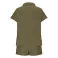 thumbnail image 5 of PNTUTB Women's Casual Solid Color Loose Collared Short Sleeve Pocket Shirt with Elastic Waist Drawstring Shorts Set, 5 of 6