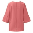 thumbnail image 4 of Hauts d'Été pour Femmes 2023 Mode Femmes Été Imprimé Trois Quarts Manches Courtes Col Rond Régulier T-Shirt Bohème Grande Taille pour Femmes, 4 of 4