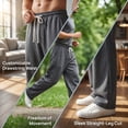 thumbnail image 3 of Homeyce Men's Sweatpants Open Bottom Wide Leg Sweatpants with Pockets Straight Leg Solid Pants Drawstring Athletic Loose Fit Athletic Loose Sweat Pants,Black S, 3 of 7