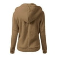 thumbnail image 6 of safuny Women Fuzzy Fleece Hoodie Fashion Casual Warm Sweatshirts Long Sleeve Solid Color Winter Hooded Khaki _u S, 6 of 9