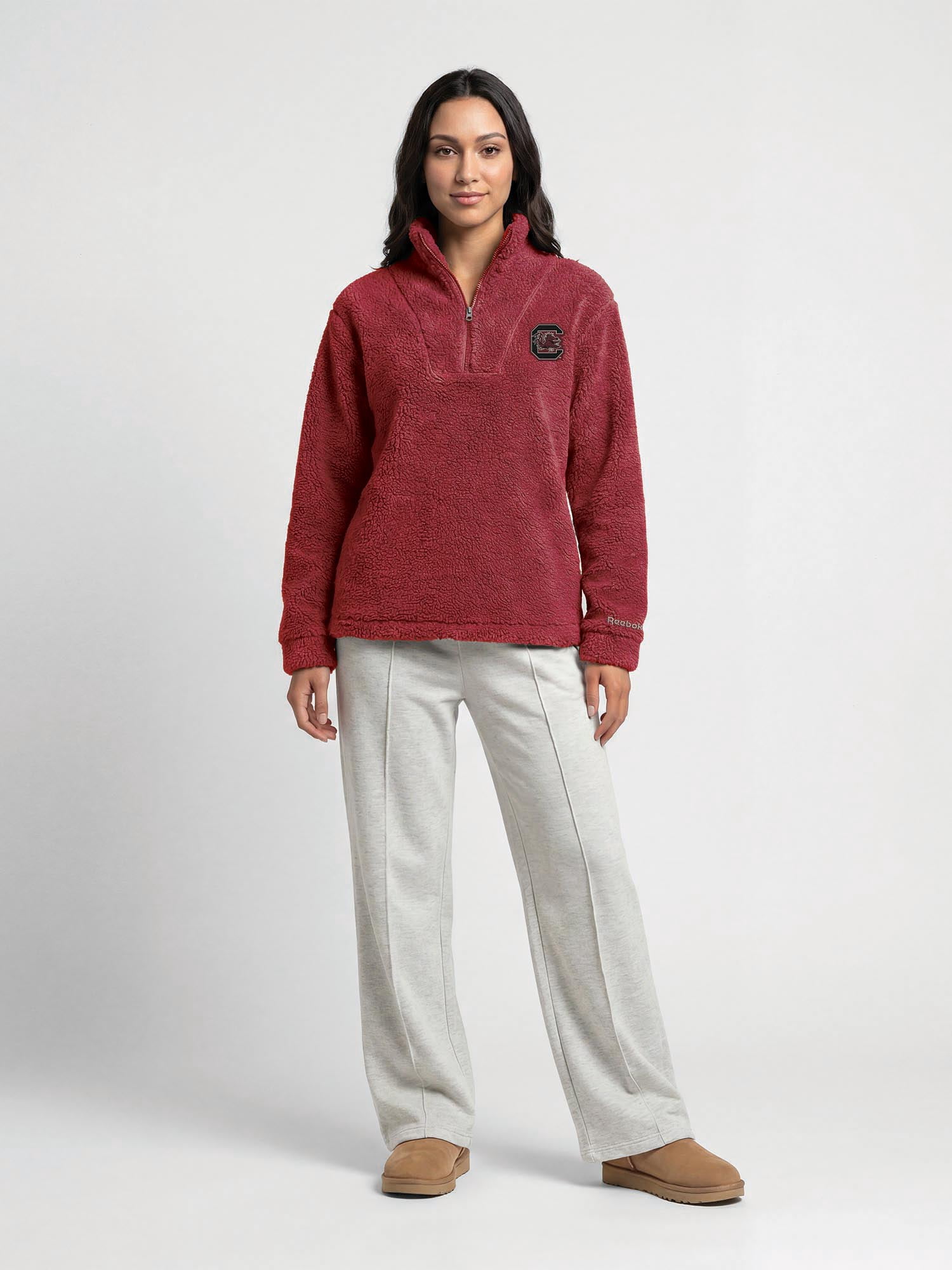 South Carolina Gamecocks Reebok Womens Relaxed Fit Qtr Zip Sherpa Pullover