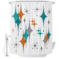 thumbnail image 2 of Boho Middle Century Shower Curtains for Bathroom, Retro Orange Teal Grey Star Rhombus Waterproof Fabric Shower Curtain, Decorative Bathroom Curtain for Bathtub, 72"x72" , No Hooks Included, 2 of 9