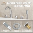 thumbnail image 3 of CASAINC 3 Handle Roman Bathroom Tub Faucet with Handheld Sprayer, Chrome Plated, 3 of 7