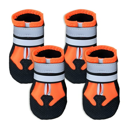 TELOLY 4Pcs Dog Shoes Triple Protection Dog Boots Anti-Slip Dog Winter Boots Orange L