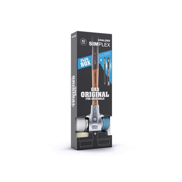 Halder Simplex 3117.040 Mallet Bonus box Set, 12oz Blue and Superplastic Mallet w/ 1 Extra Black Rubber and Nylon Faces, plus Carpenters Pencil and Holder