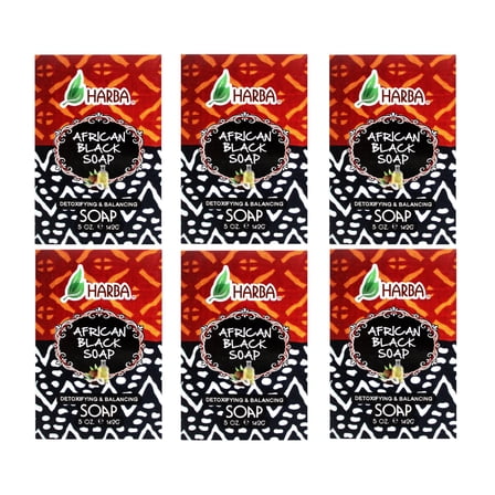 Harba Bath Soap African Black, Detoxifying & Balancing, 5 OZ (142g) - 6 Pack