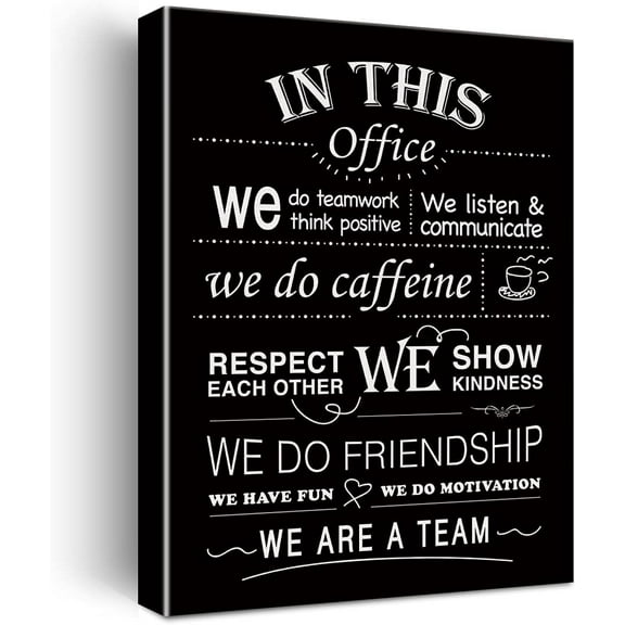 In This Office We Do Teamwork Motivational Quotes Framed Canvas Wall Art- Office Posters Décor 11.5" X 15"