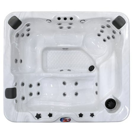 American Spas AM-637LS 5-Person 37-Jet Lounger Spa with Bluetooth Stereo System, LED Streamer Waterfall, Ozone Sanitization